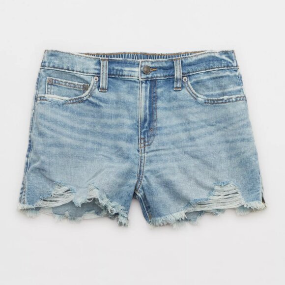 AERIE AMERICAN EAGLE Daydream Denim Short Light Wash Distressed Ripped Mid Rise? - Picture 4 of 14